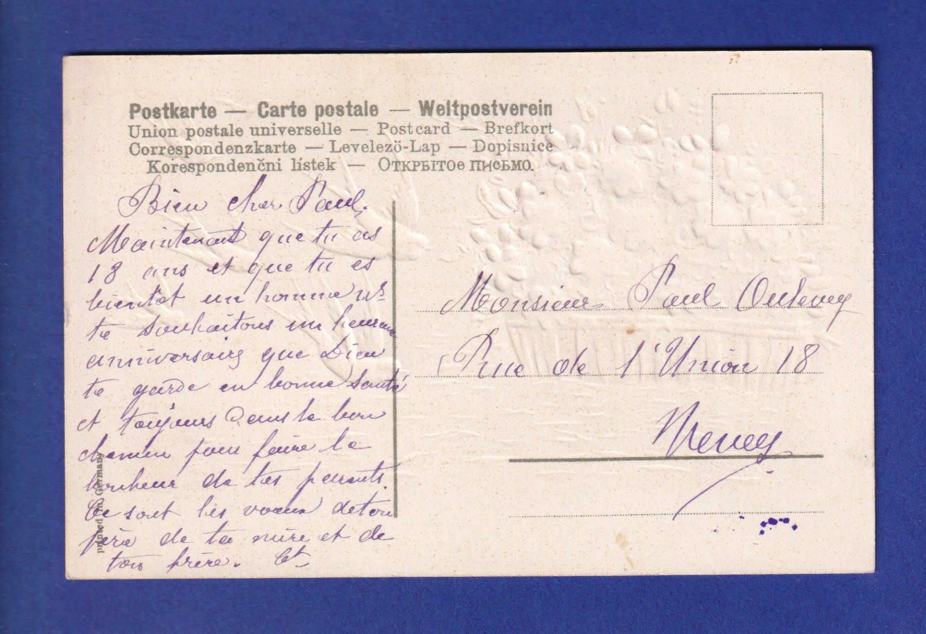 Cartoline postali: OISEAU - Hirondelles - Fleurs – Usato da Pully venduto da nicecards-shop 1