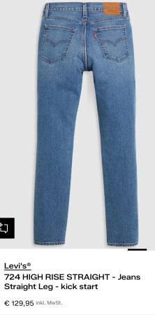 LEVIS 724 W27/L32 S/NP132CHF PREMIUM HIGE RISE STRAIGT Hose