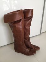 🤩LUISA B. OVERKNEES-LEDER-STIEFEL, COGNAC, MADE IN ITALY
