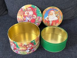 2 Stk. Weihnachts-Guezlidosen, rund