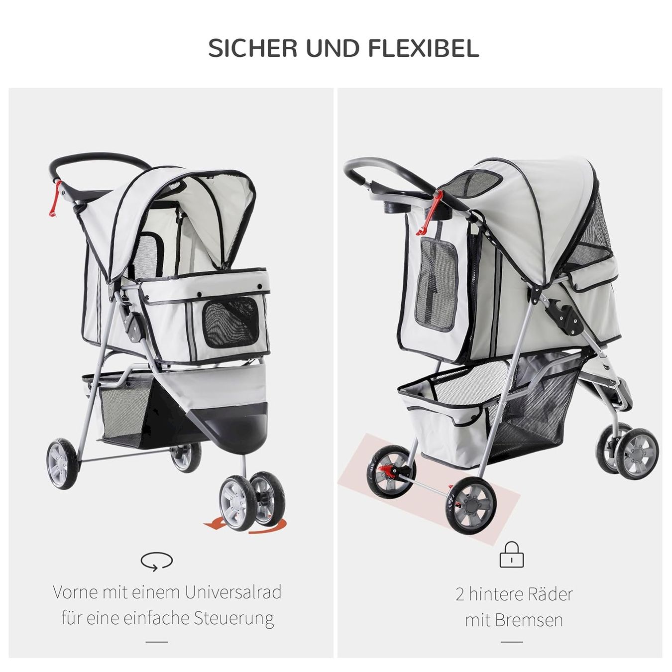Gabbie, trasporto & Sicurezza: PawHut Hundewagen grau – Nuovo e nell'imballaggio originale da Bottighofen venduto da zaap 4