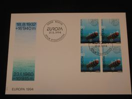 Werbemarken Europa FDC 1994 Nr. 863 4-Block "Bathyskaph-Trie