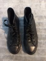 Schwarze Leder Converse Chucks, Gr. 38.5