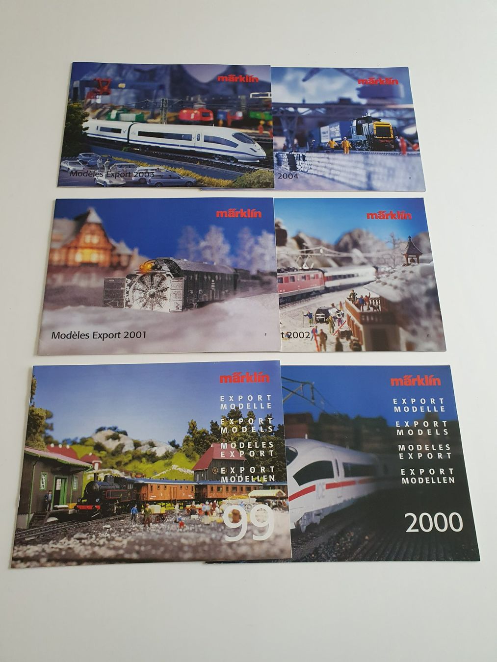 Märklin Modellini di ferrovie: Märklin 6 x Prospectus Export Modelle, Modèles 1999-2004, – Nuovo (secondo la descrizione) da Martigny venduto da Abm1000