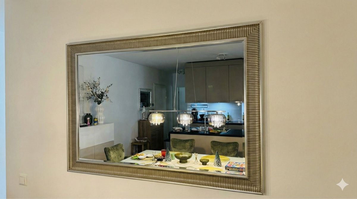 Specchi: Elegant IKEA SONGE mirror With Ornate Silver Frame – Usato da Rheinfelden venduto da Agmribeiro