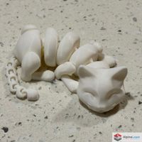 Sleepy Cat Articulated 3D Printed Figure White