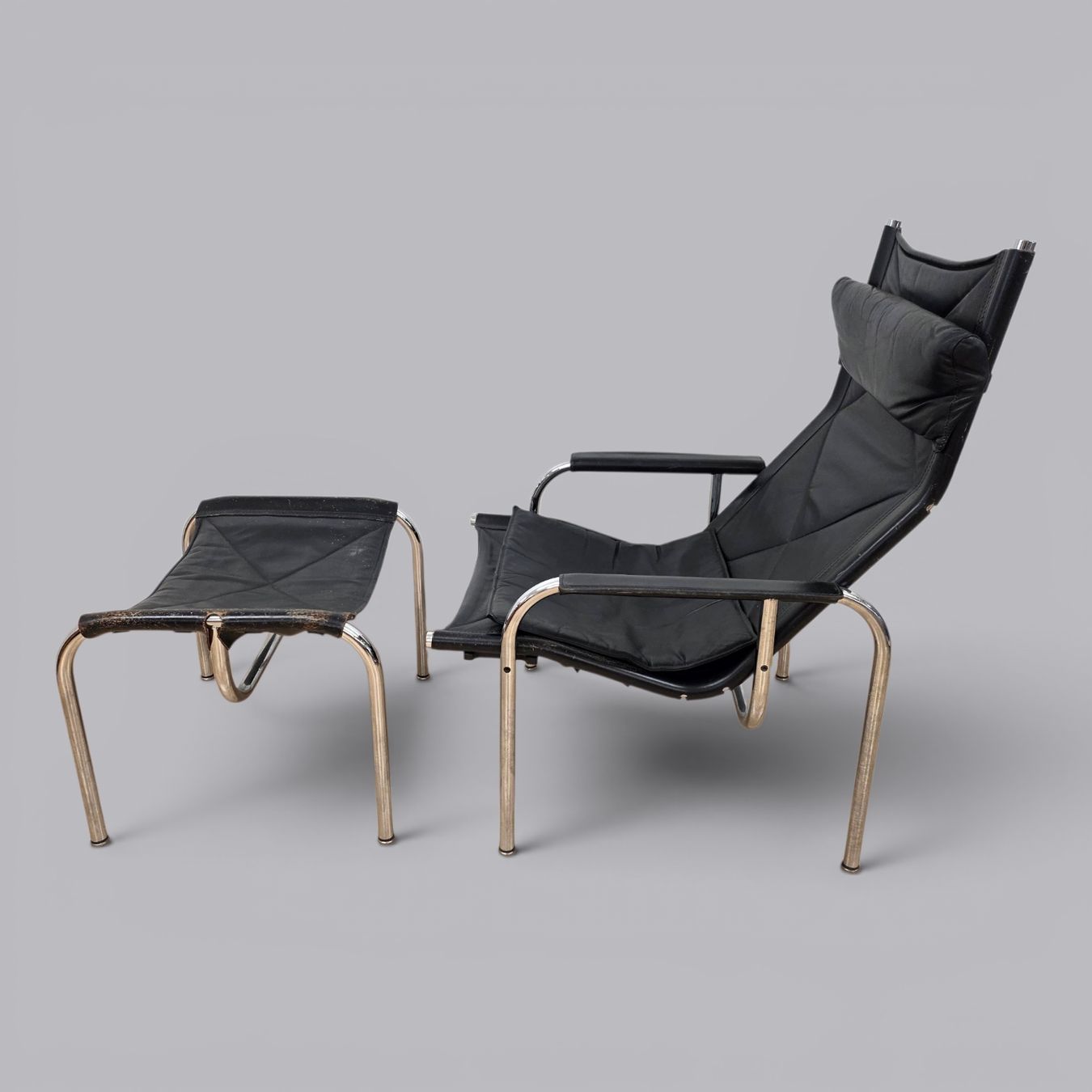 Sessel: Sessel mit Hocker, Leder, Chrom - Zeitloses Design! – Gebraucht aus Rieden AG von RuvensBrocki 4