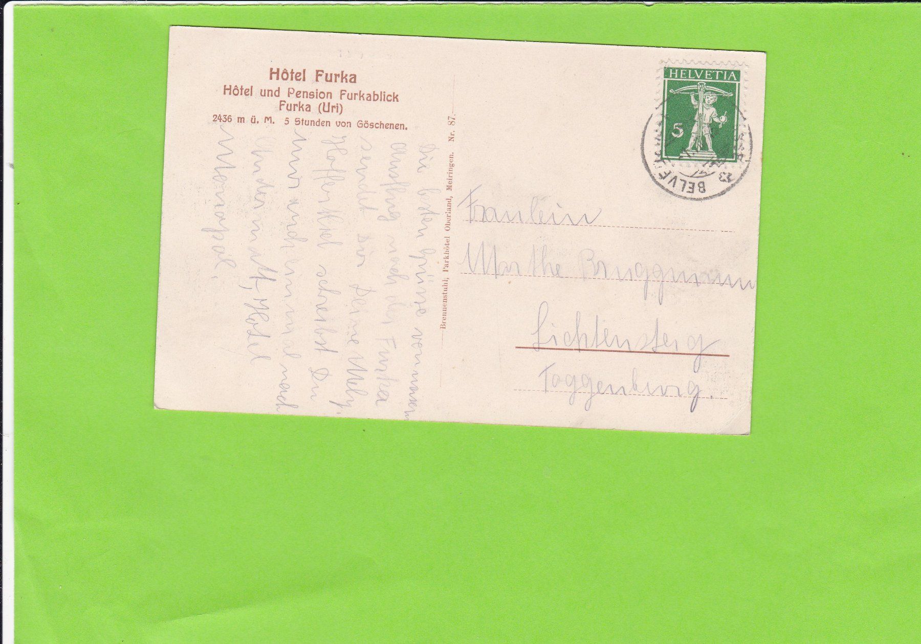 Cartoline postali: Rhonegletscher, Grimsel-Furkastrasse – Usato da St. Peterzell venduto da neckertal 1