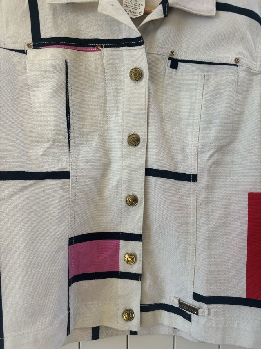 Sonia Rykiel Jacken: Sonia Rykiel White Jacket Geometric Design S/M – Neu (gemäss Beschreibung) aus Genève von Bella_909 3