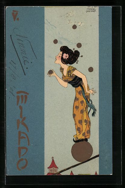 Ansichtskarten: Raphael Kirchner: Mikado, Jugendstil, Ba – Gebraucht aus Berlin von bartko-reher