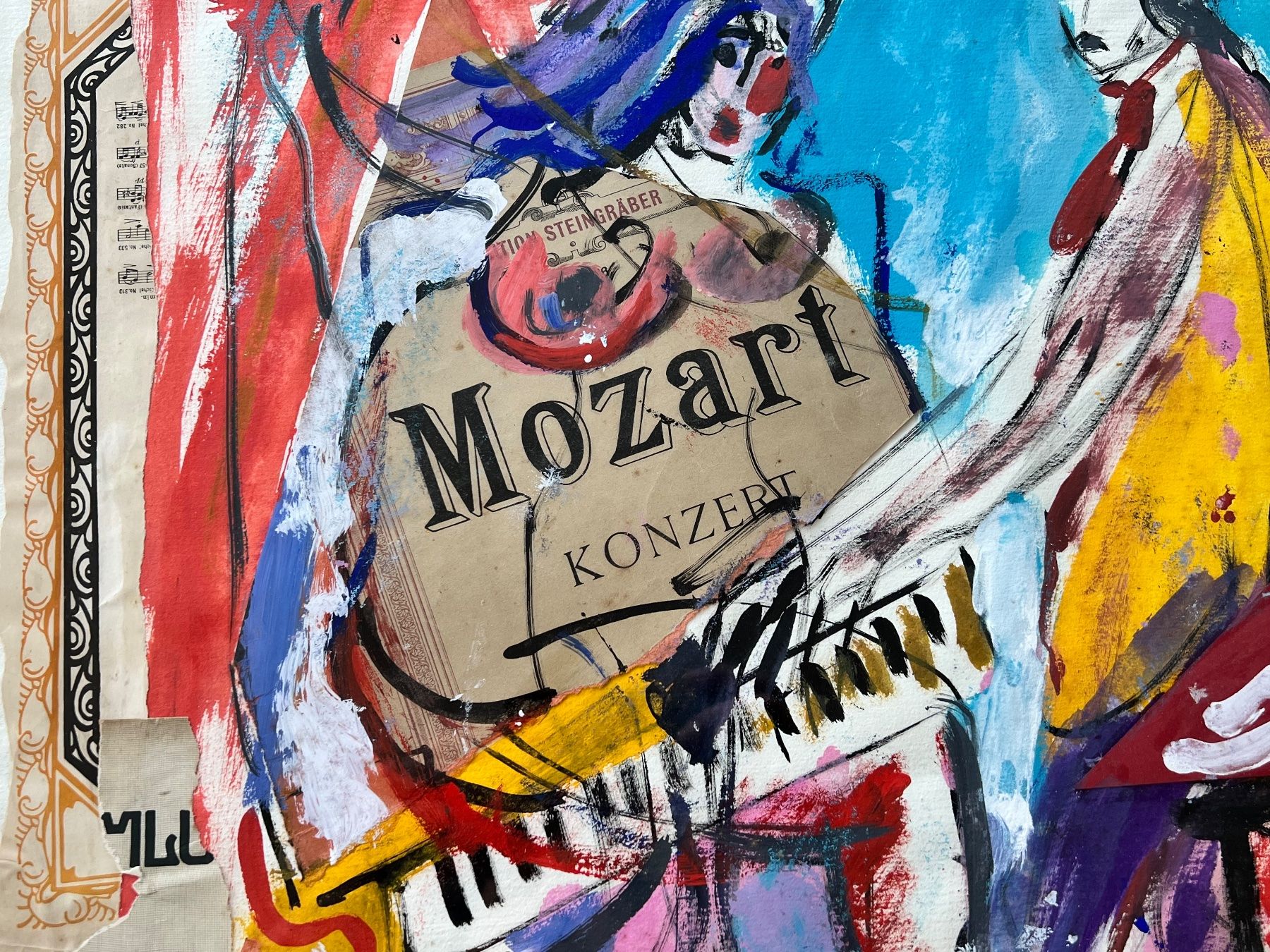 Gemälde: Jean Hasler Mozart Gemälde mit Collage – Gebraucht aus Adliswil von bilderboerse-zuerich 2