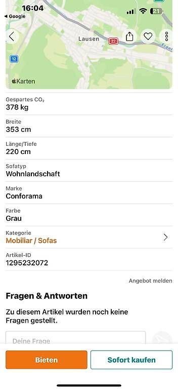 Sofas: Wohnlandschaft / Sofa  Grau  sehr guter Zustand – Gebraucht aus Buchs AG von der_z7jg 4