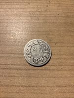 Sehr seltene 2 Schweizer Franken Silber Münze Jahrgang 1875