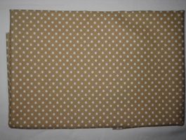Baumwollstoff beige mit weissen Punkten Reststück!