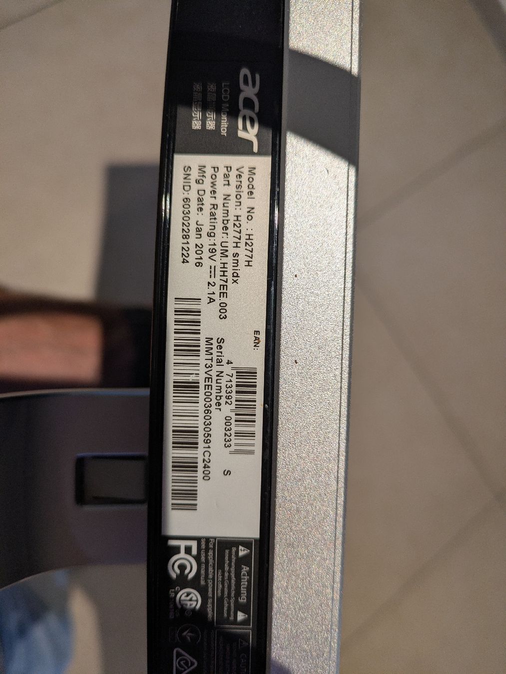 Acer Monitor: Acer PC-Bildschirm – Usato da Uebeschi venduto da Chillmonster 2