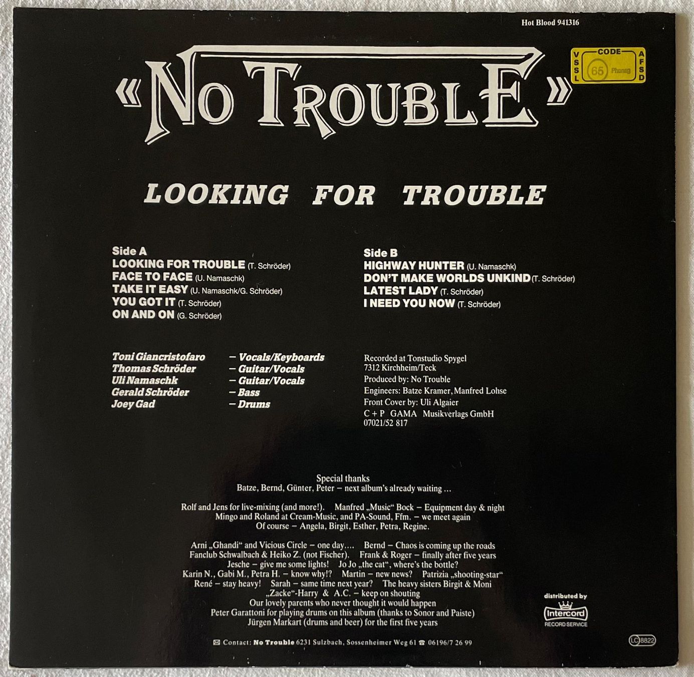 Vinyles: No Trouble – Looking For Trouble - LP - 1985 - First Press – D'occasion à Uster par Zardodel 1