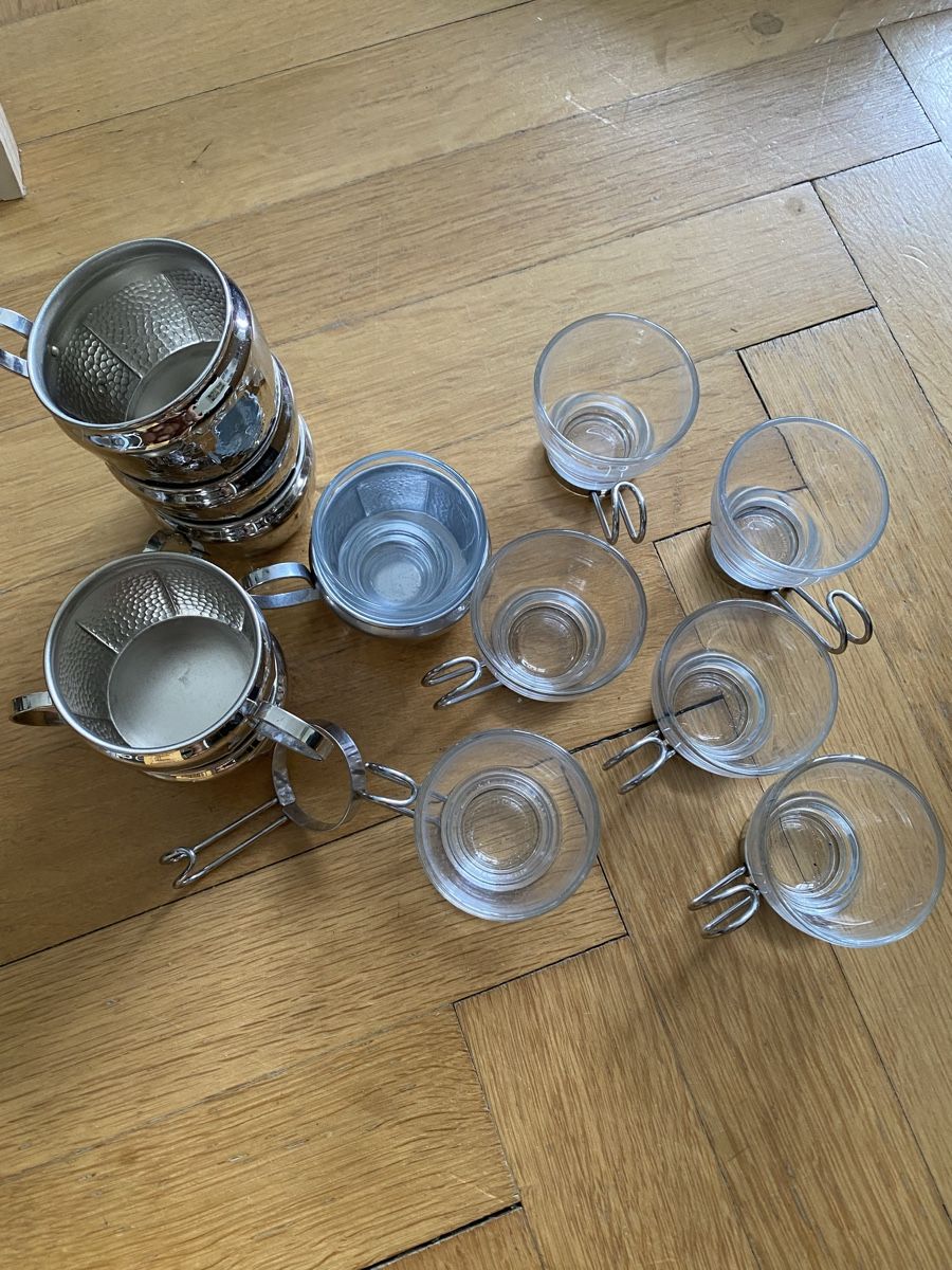 Gläser: Tee- oder Espressogläser mit Metallhalterung Set 8-teilig – Gebraucht aus Biglen von Gloeggeler.03 2