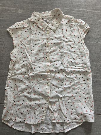 Bluse C&A, Gr. 36, weiss, Punkte, Sommer