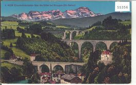 Eisenbahnbrücken über die Sitter bei Bruggen SG - Litho
