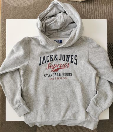 Jack & Jones Kapuzenpullover grau mit Druck gr.140