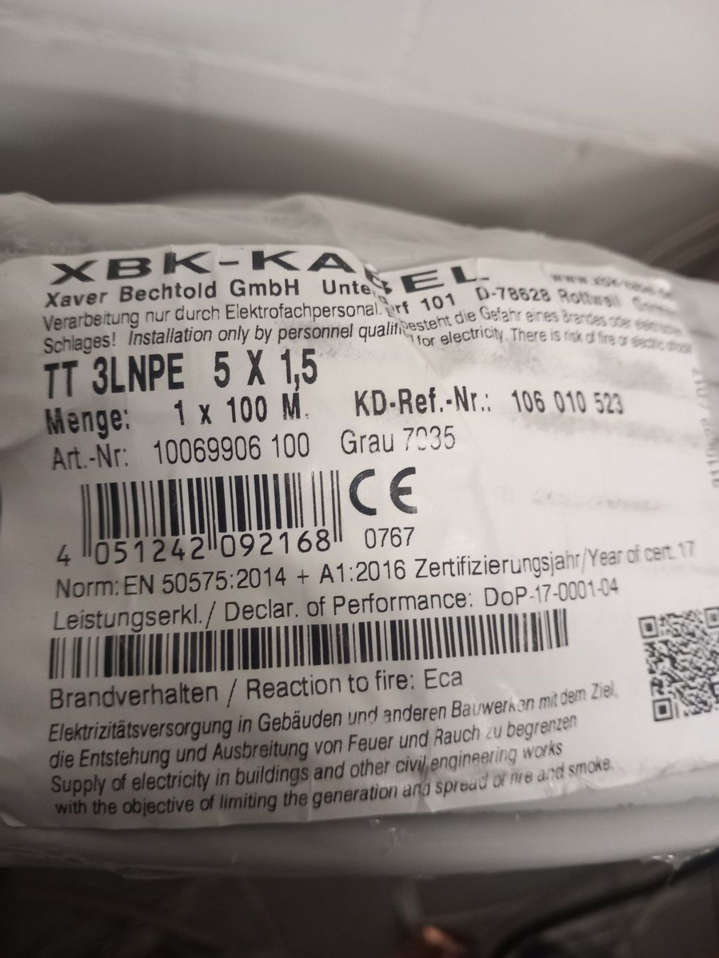 Cavi: TT Instalationskabel 5x1.5mm2 100m – Nuovo e nell'imballaggio originale da Steffisburg venduto da Mallekobold 1
