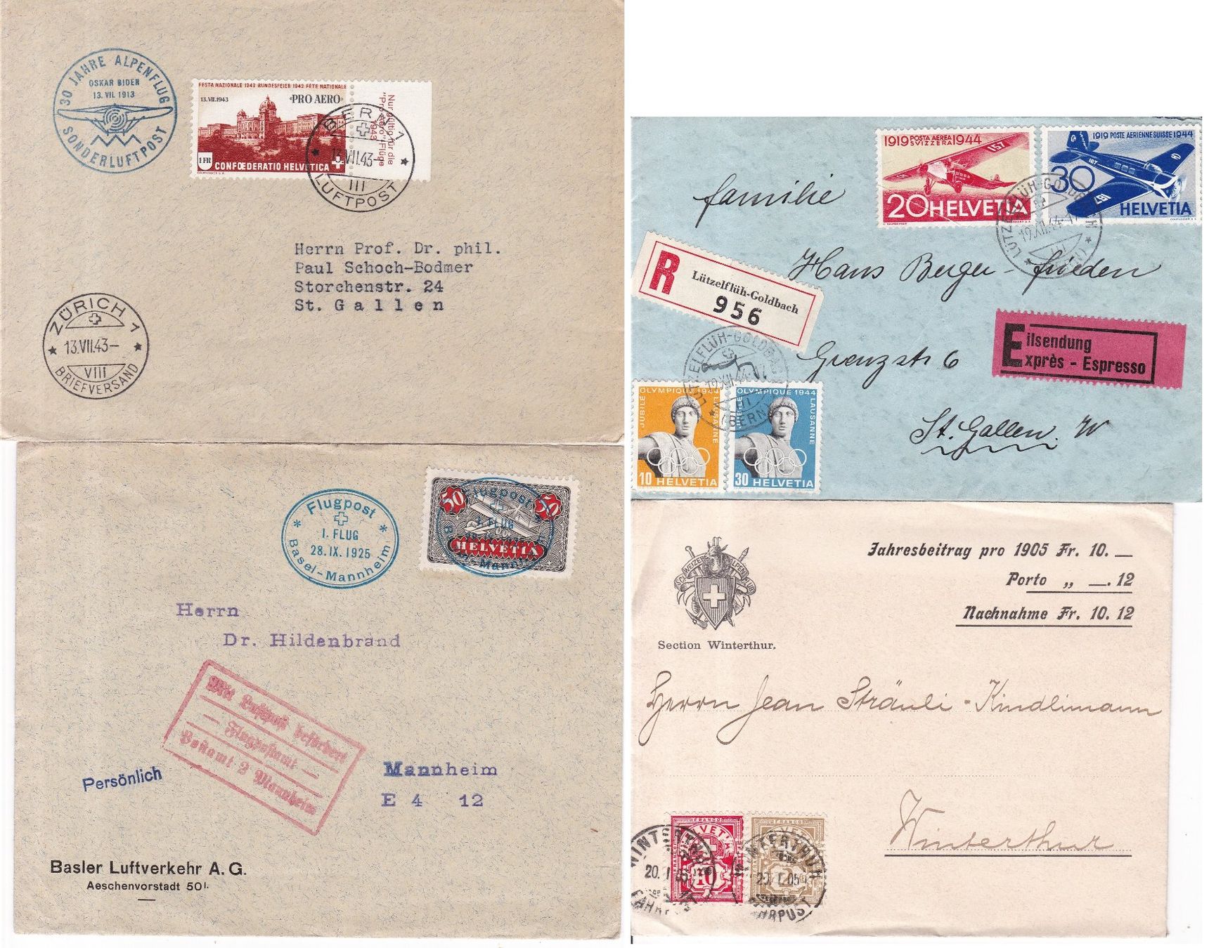 Alle Briefmarken: 30 Stk. Alte CH Briefe, Postkarten, Belege – Gebraucht aus Münchwilen AG von Nesar 1