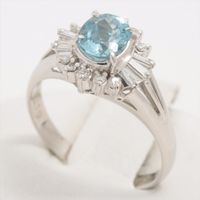 Ring Aquamarine 0.74 ct Diamonds 0.19 ct Pt900 4.1g