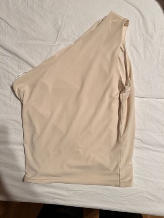 Damen One-Shoulder Top beige gerafft guter Zustand