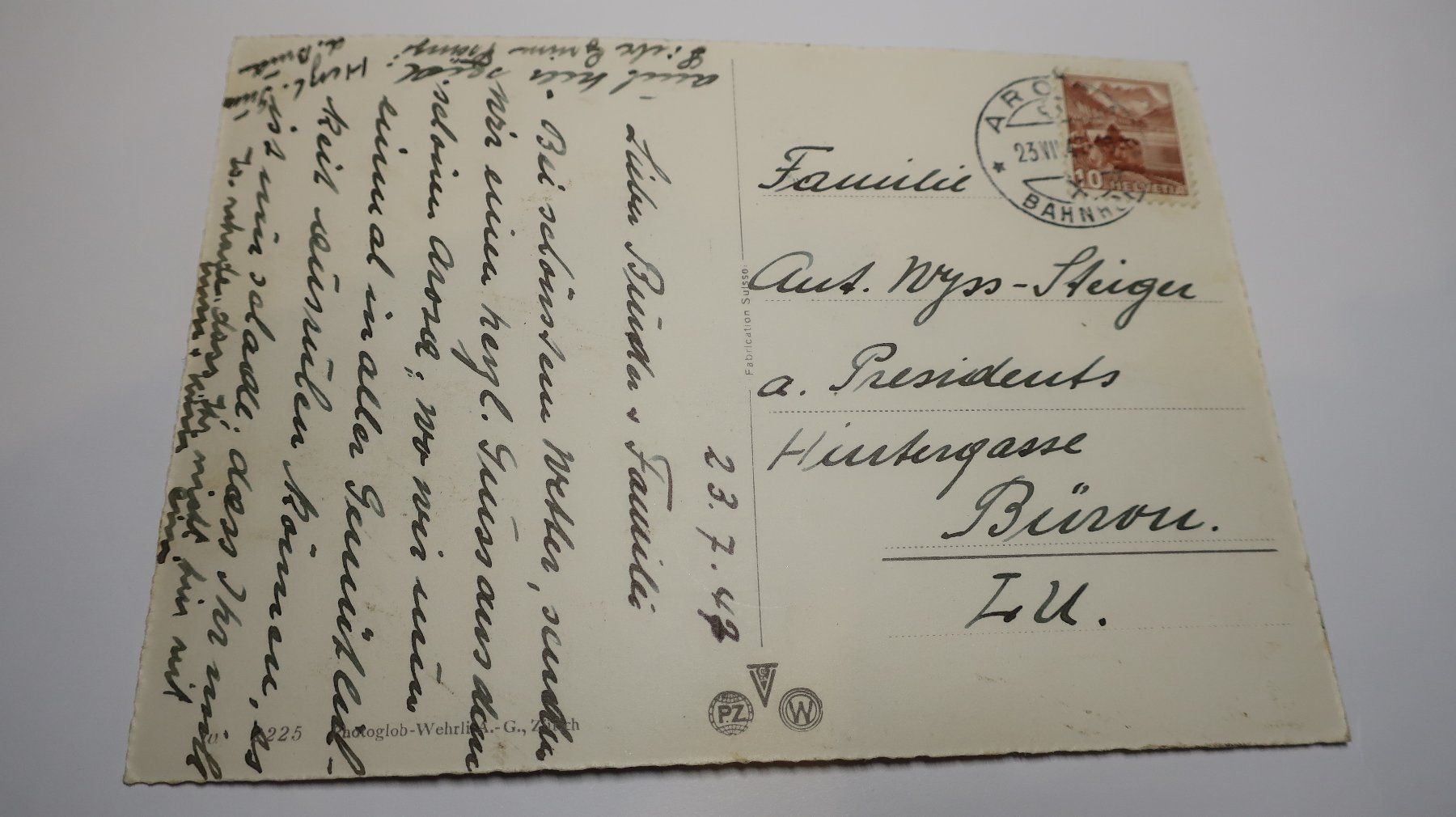 Cartoline postali: Arosa Ober und Unter-See  1947 – Usato da Cormoret venduto da Pascalll2001 3
