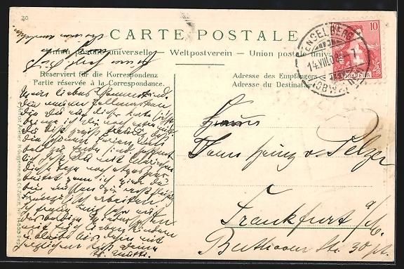 Ansichtskarten: Engelberg, Ortsansicht mit Briefmarken – Gebraucht aus Berlin von bartko-reher 1