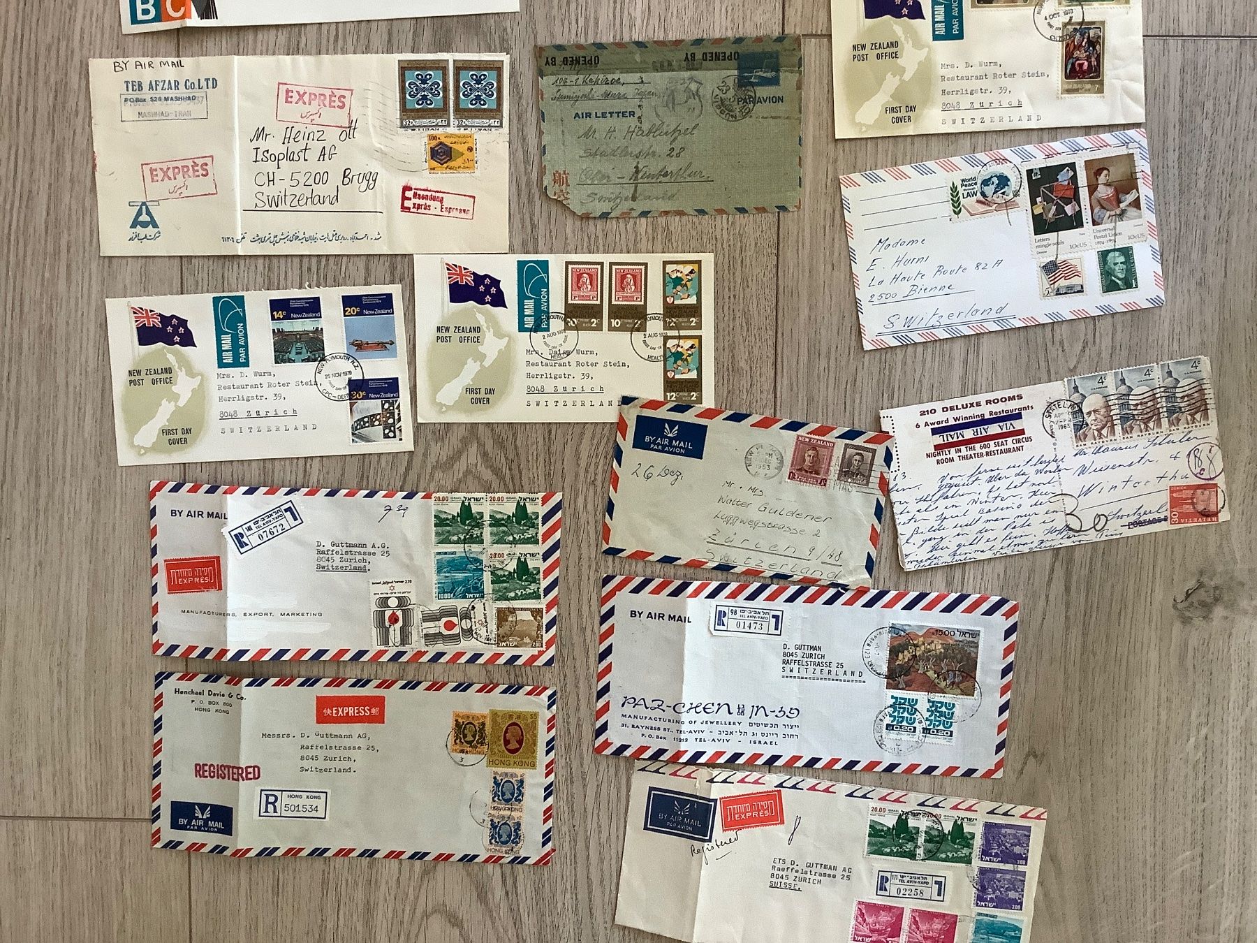 Alle Briefmarken: 44 Luftpostbriefe weltweit ab 1949 – Gebraucht aus St. Gallen von herbrig2 6