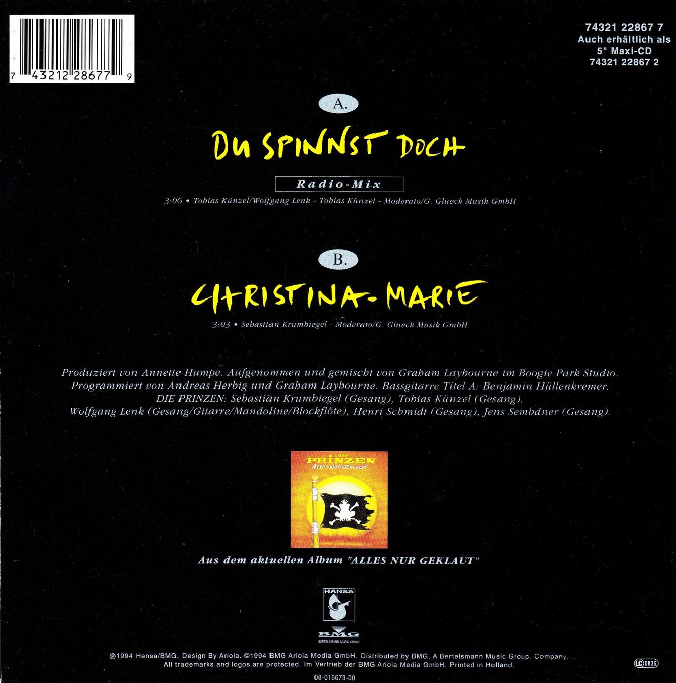 Dischi in vinile: Die Prinzen Vinyl Single von 1994 – Usato da Volketswil venduto da Abcrecords 1