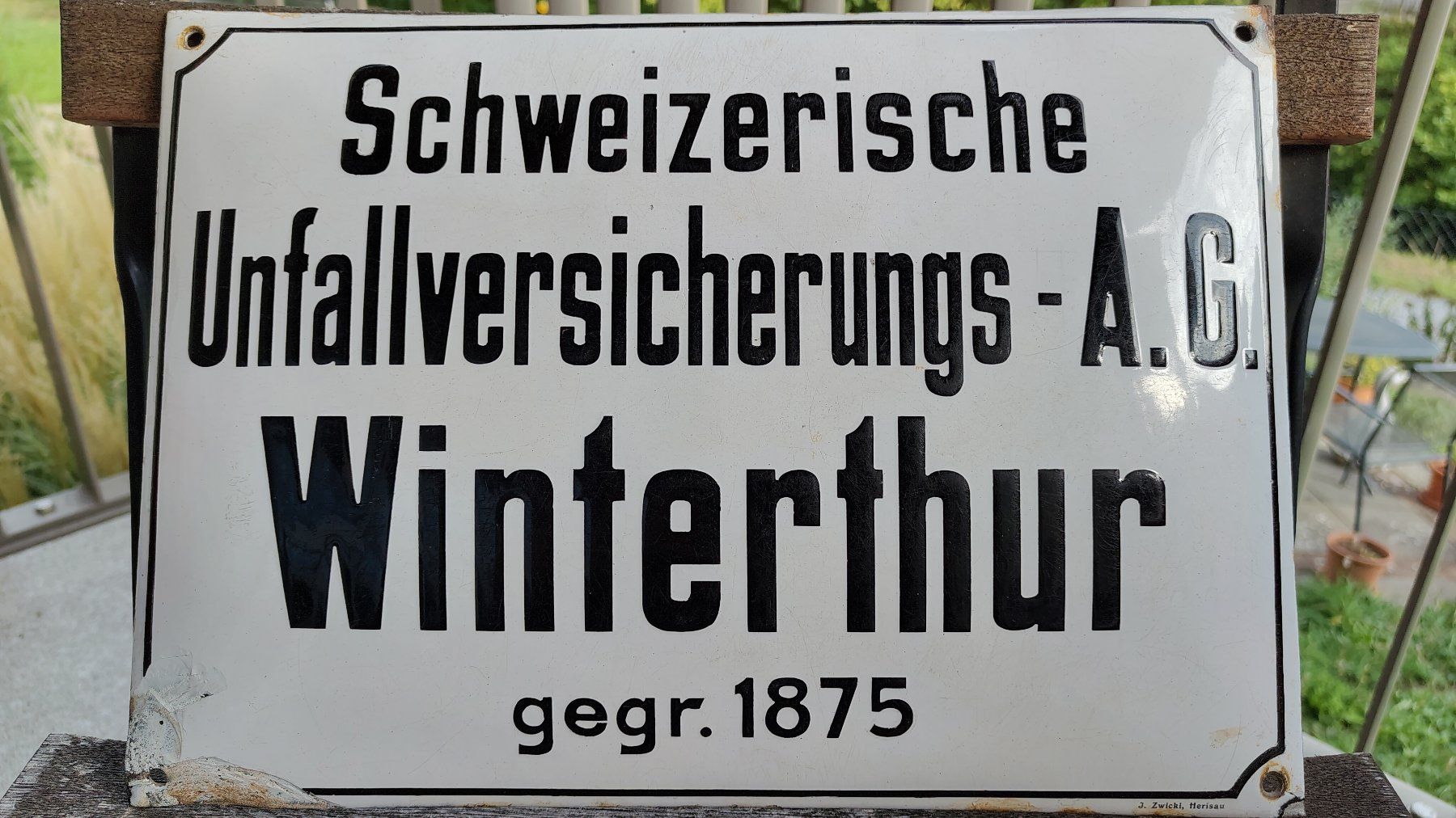 Insegne: Emailschild Winterthur Versicherung / Axa – Usato da Winterthur venduto da smilla25 1