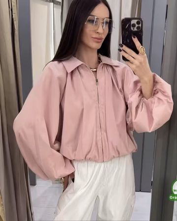Kurze Jacke rosa Ballonärmel Neu