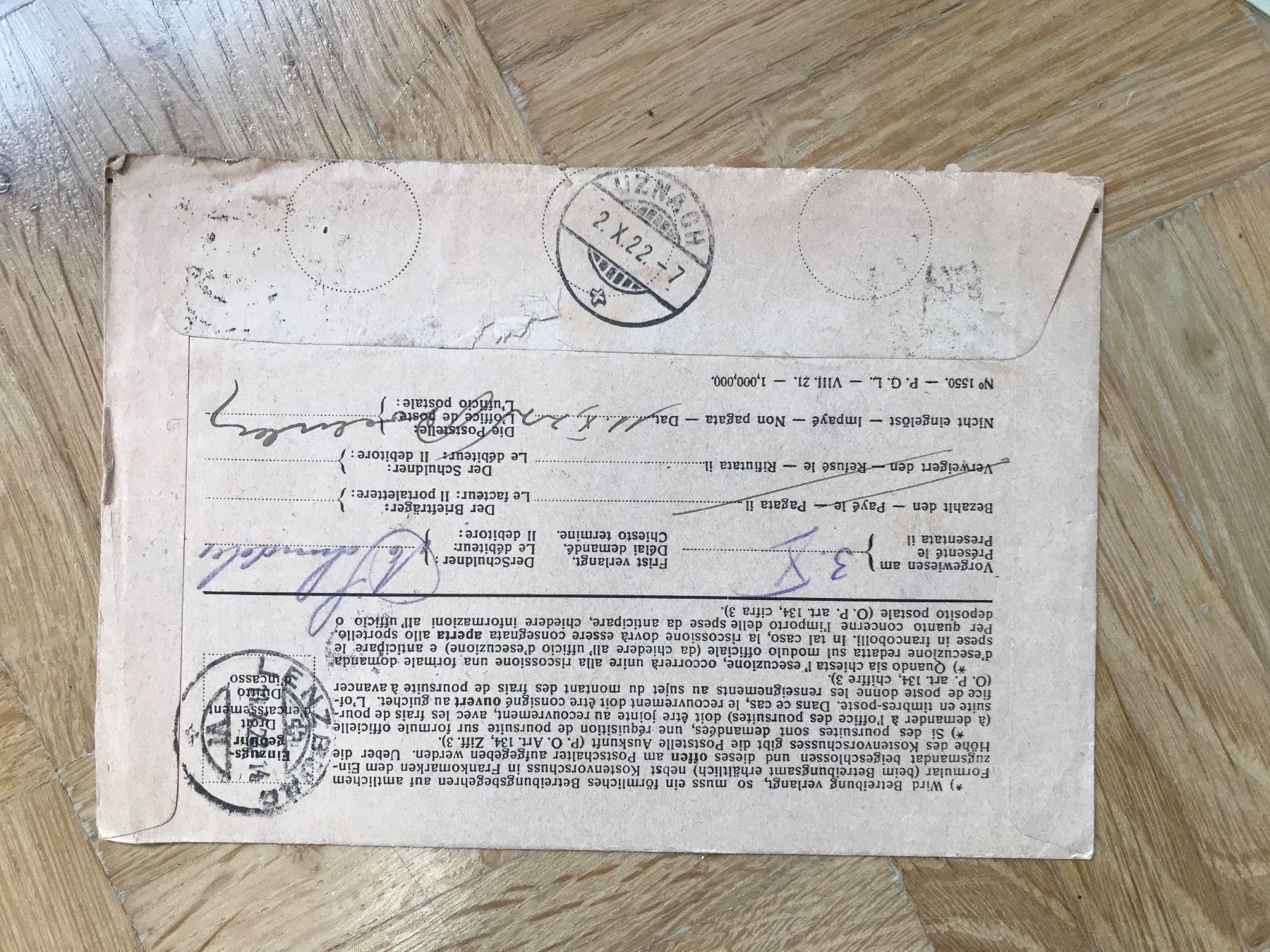 Alle Briefmarken: 1922.Einzugsmandat.Couvert mit Quittung – Gebraucht aus stäfa von brandy66 2