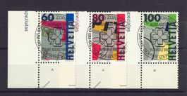 Hel 1993, SBK 842 - 844, Serie ET-Vollstempel mit Ecktaps