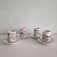 4 Espressotassen mit Untertassen, Stadtmotive, Langenthal