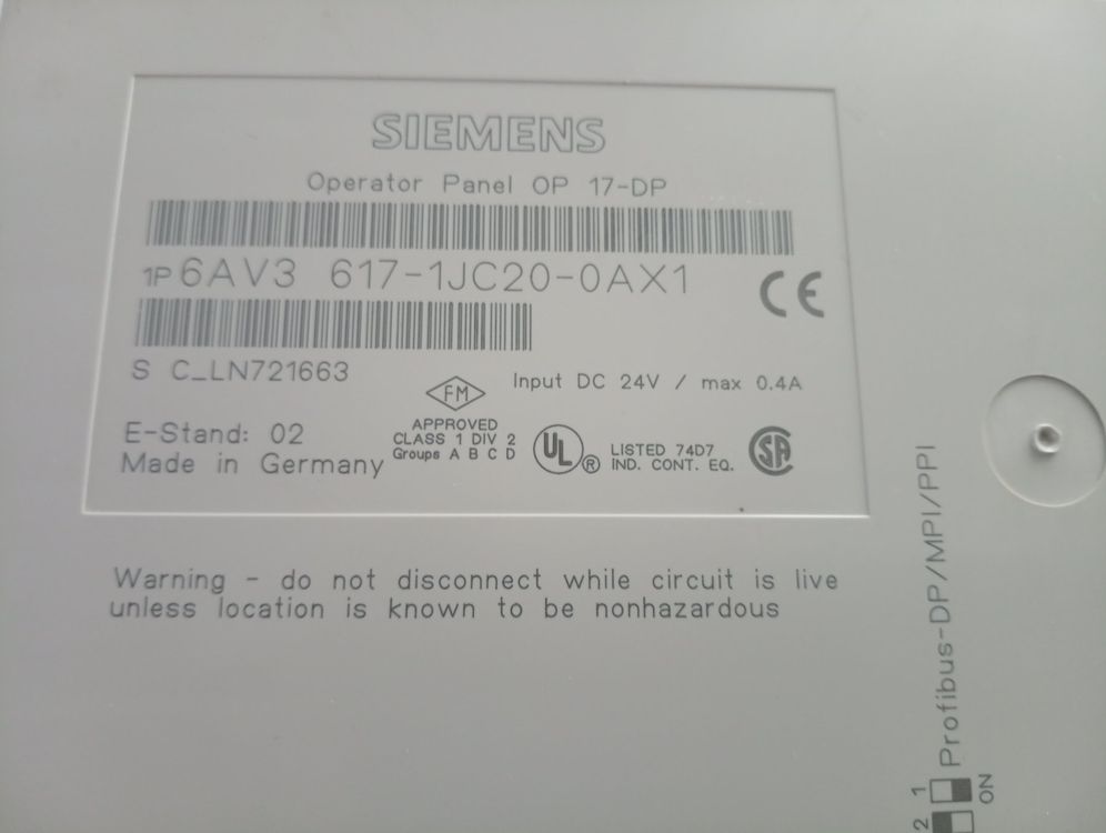 Siemens Operator Panel OP 17 OP17-DP12 6AV3617-1JC30-0AX1 Funktionsga, 449,99