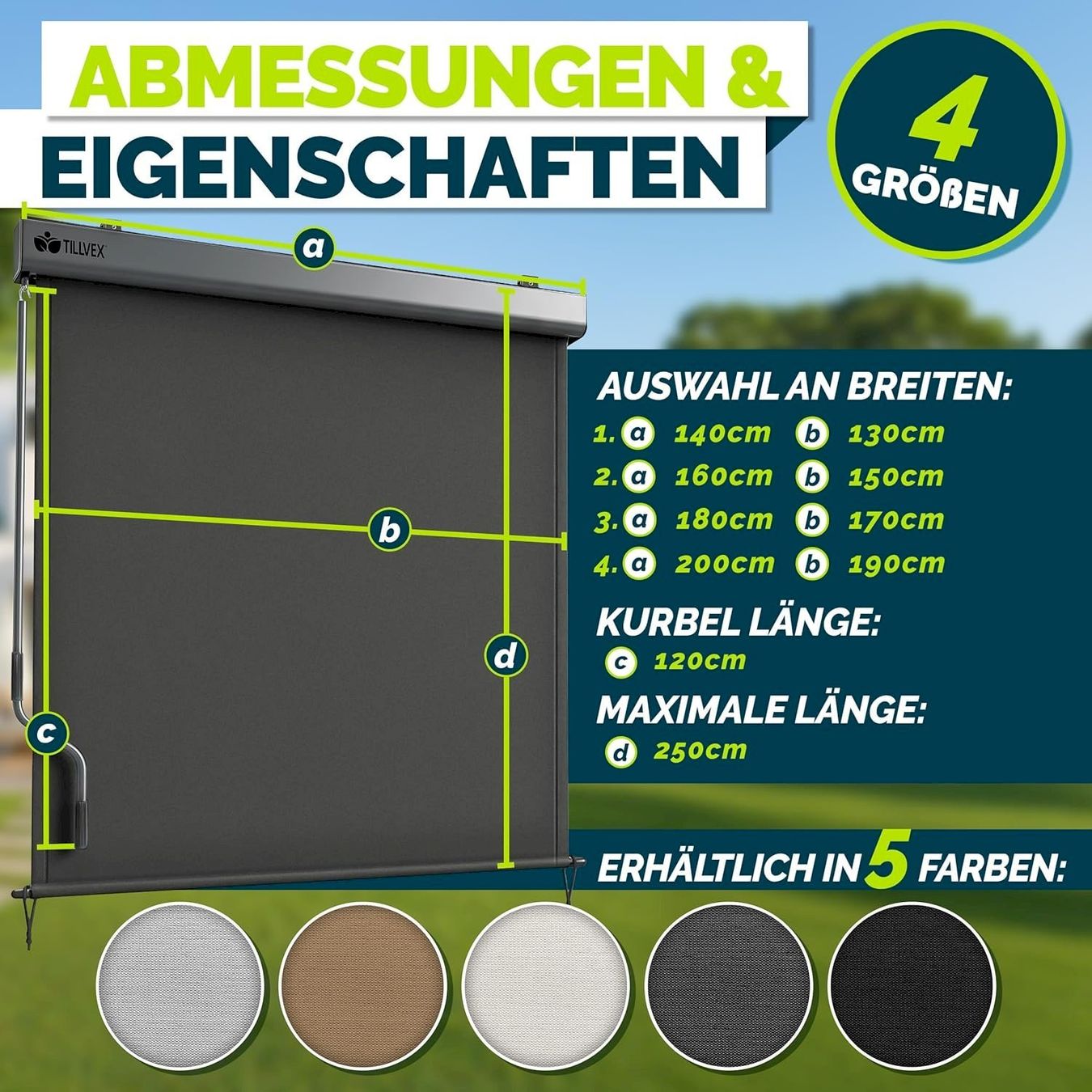 Marquises: Aussen-Senkrechtmarkise 200x250 anthraz. – Neuf avec emballage d'origine à Bottighofen par zaap 3