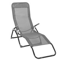 Liegestuhl für Balkon oder Garten *Grau Stahl/Stoff * NEU