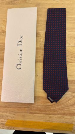 Christian Dior Vintage Seidenkrawatte Navy Blau Rot