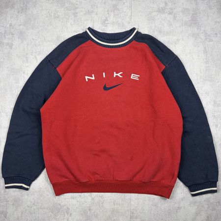 Sweat Nike Vintage 90s Rare Spell Out Logo Rouge/Marine XL