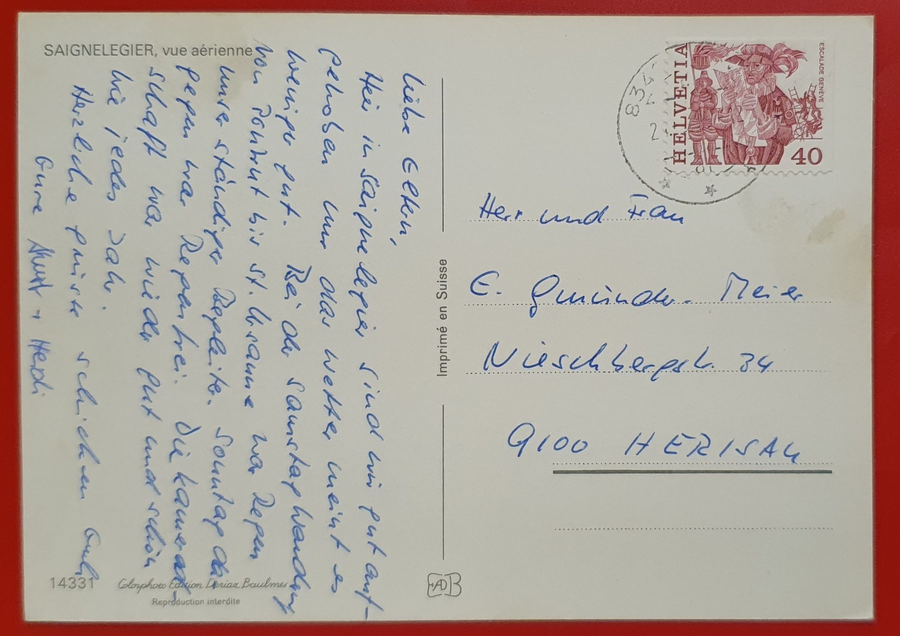 Cartoline postali: Saignelegier - Flugaufnahme – Usato da Kreuzlingen venduto da Rschweiz1 1