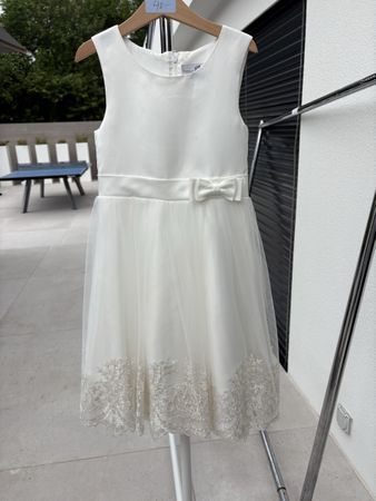 Festliches weisses Kleid Gr. 128 mit Stickerei für Frühlings