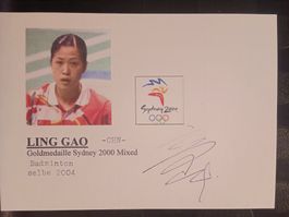 Ling Gao - Badminton Olympiagold -  handsigniert