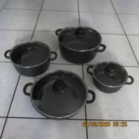 Kochtopfset 8-teil. aus Guss chwarz 4x TopfPfannen 4xDeckel