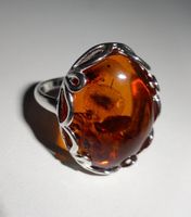 ECHT! * Bernstein RING 925 Silber Oval  VP 125,-