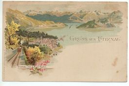 LITHO Gruss aus Vitznau - Rigi-Bahn