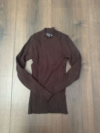 Rollkragenpullover braun Rippstrick Grösse XS guter Zustand