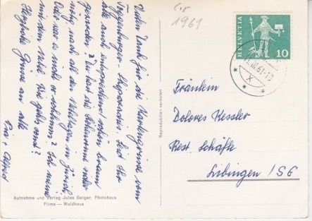 Cartoline postali: Vals und Valle (Grb.) 1961 – Usato da Schlieren venduto da Rapaelli 1